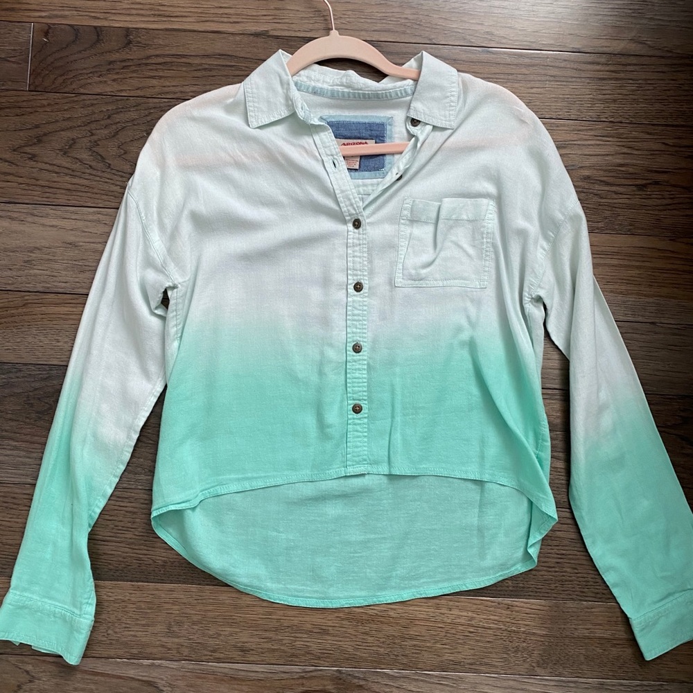 Arizona Jeans Ombré High-Low Button Down